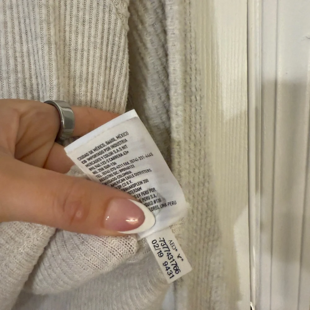 AE Soft & Sexy Plush Cream Waffle Sweater - Picture 7 of 8
